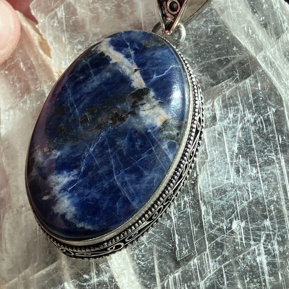 Sodalite With Pyrite Stone Crystal Jewelry Pendant - Picture 4 of 8
